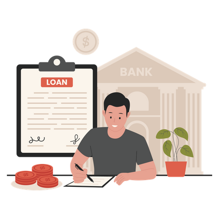 Loan agreement signing  Illustration