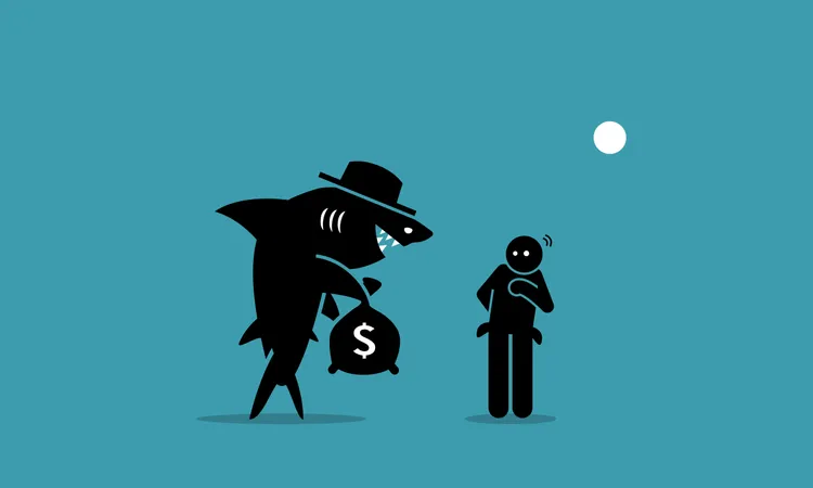 Loan shark and a poor man  Illustration
