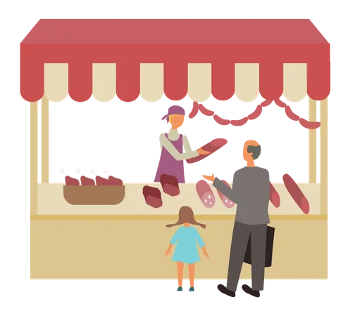 Local butcher stall  Illustration
