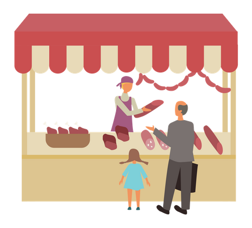 Local butcher stall  Illustration