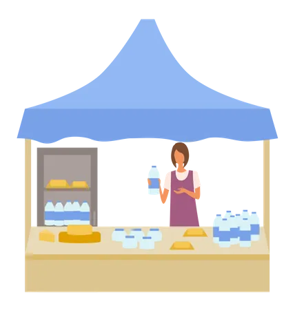 Local dairy products stall  Illustration