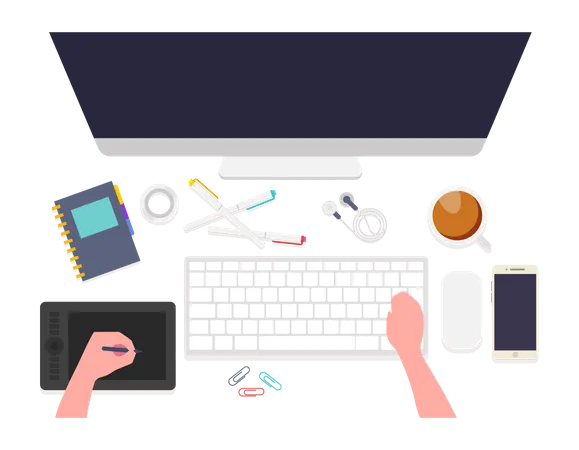 Local de trabalho de web design  Ilustração