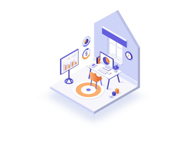 Local de trabalho doméstico  Ilustração