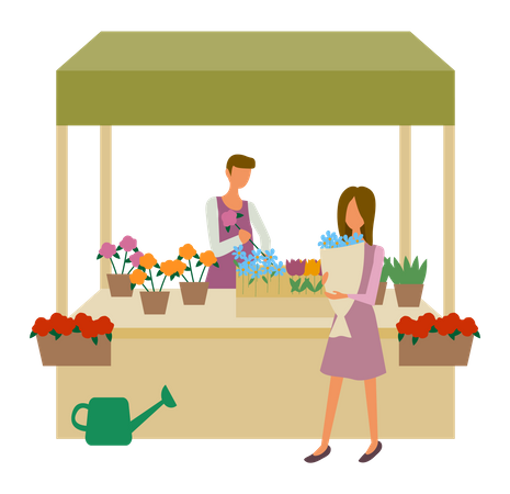 Local florist stall  Illustration