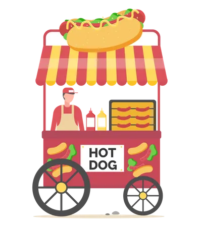 Local hot dog stall  Illustration