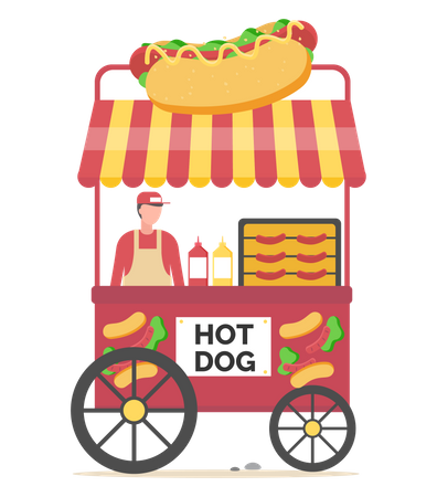 Local hot dog stall  Illustration