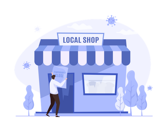 Local shop temporary closed  Illustration