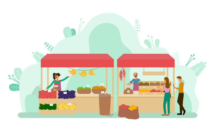 Local street vendor shop  Illustration