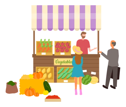 Local vegetable stall  Illustration