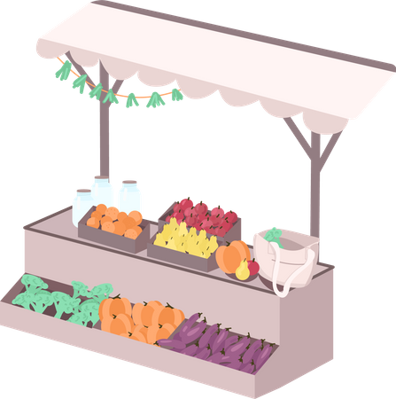 Local vegetables and fruit counter  Illustration