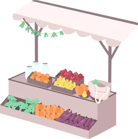 Local vegetables and fruit counter  Illustration