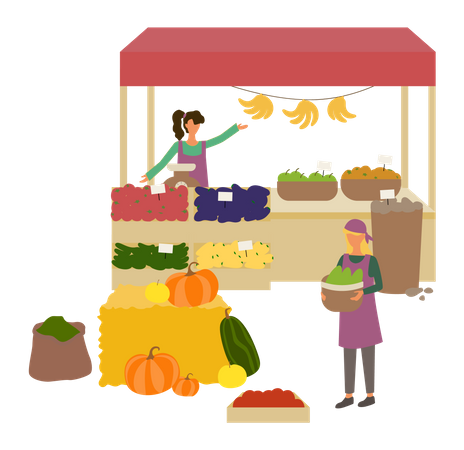 Local veggies store  Illustration