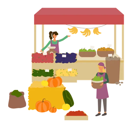 Local veggies store  Illustration