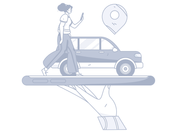 Localização do táxi de rastreamento feminino  Ilustração