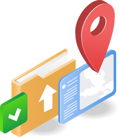 Location map application folder delivery Illustration