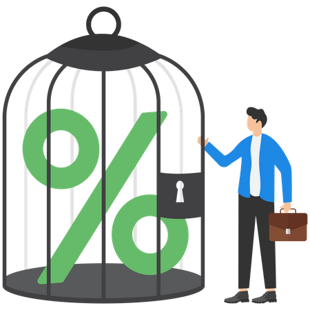 Lock interest rates in birdcage  イラスト