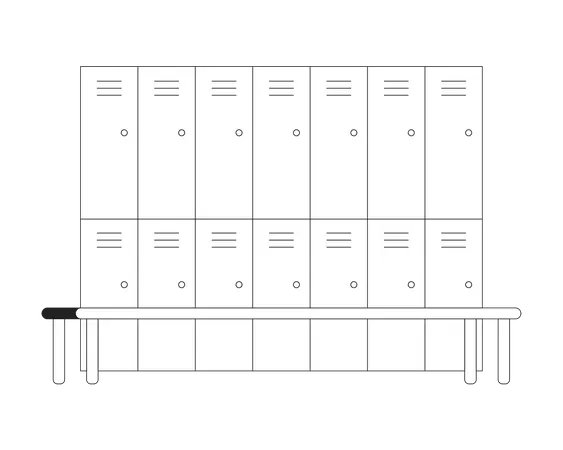 Lockers In Changing Room Monochrome Flat Vector Object Editable Black And White Thin Line Icon Simple Cartoon Clip Art Spot Illustration For Web Graphic Design Illustration
