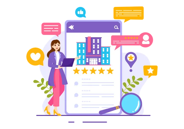 Hotel Reviews Vector Illustration With Rating Service User Satisfaction To Rated Customer Product Or Experience In Flat Cartoon Background Illustration