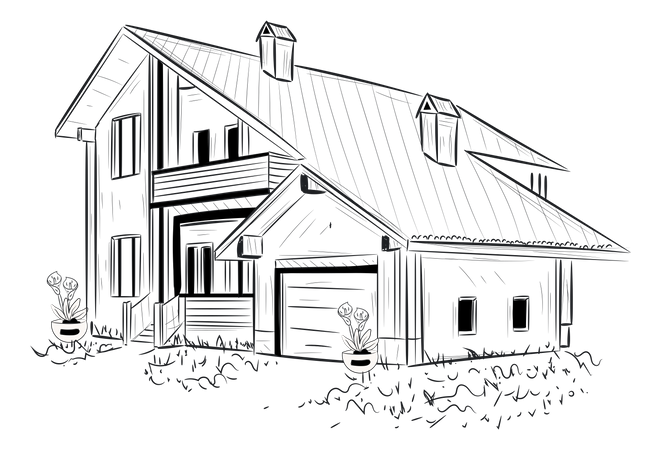 Log Cabin  Illustration