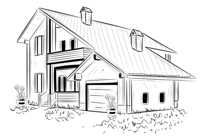Log Cabin Illustration