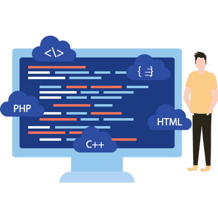 Logiciel de programmation homme sur moniteur  Illustration