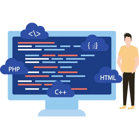 Logiciel de programmation homme sur moniteur  Illustration