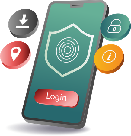 Login security account smartphone technology  Illustration