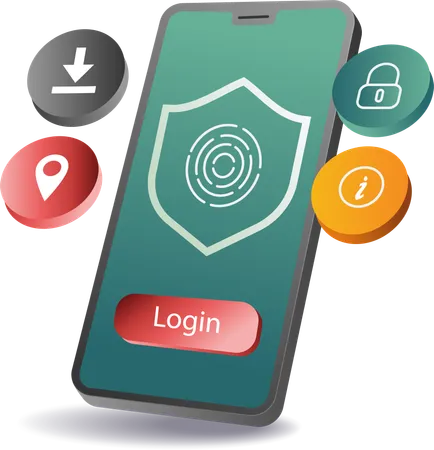 Login security account smartphone technology  Illustration