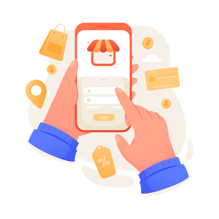 Login shopping application  Illustration