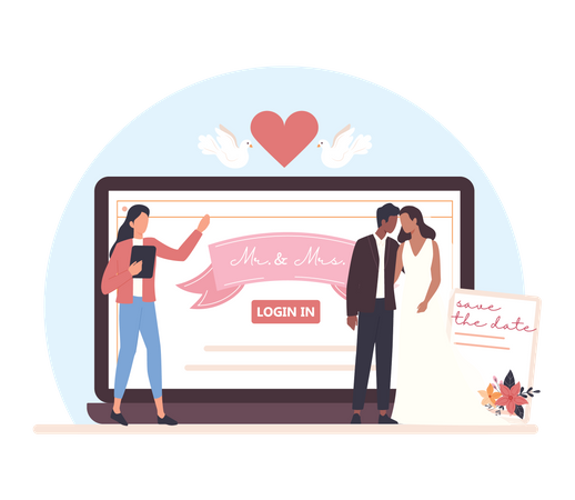 Login wedding planning website  Illustration