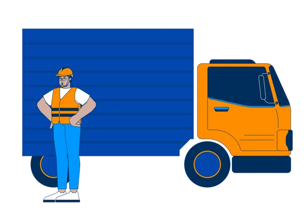 Logistic worker with delivery truck  Illustration