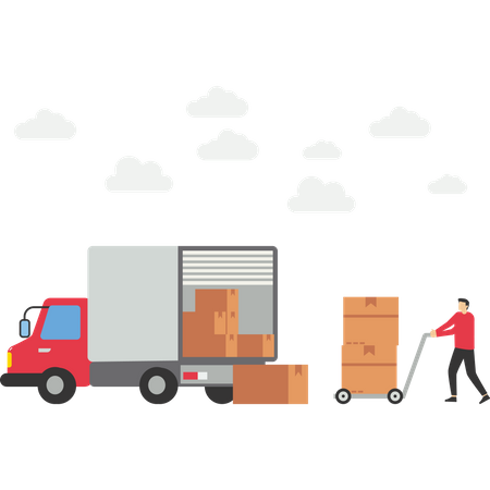 Transporte de carga de contenedores industriales de logística  Ilustración