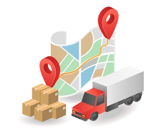 Mapa de localização de entrega logística  Ilustração