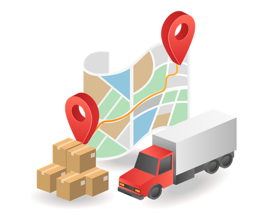 Logistics delivery location map Illustration