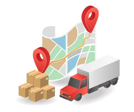 Logistics delivery location map  Illustration