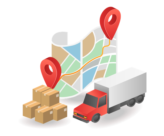 Logistics delivery location map  Illustration