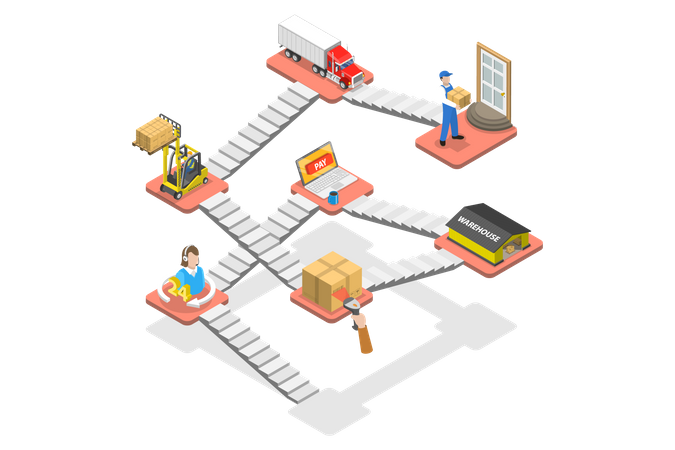 Logistics Delivery to Customers Door  Illustration