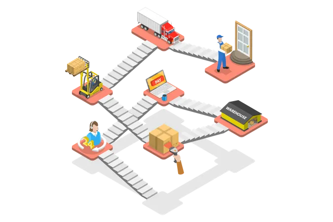 Logistics Delivery to Customers Door  Illustration