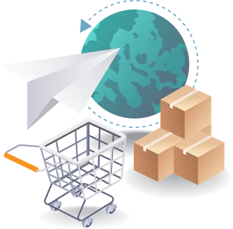 Logistik der weltweiten Paketzustellung  Illustration