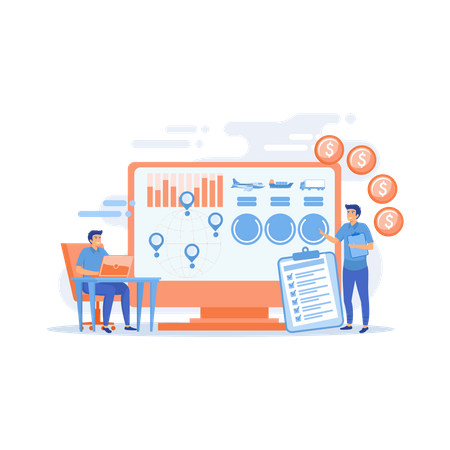 Analyse der Logistikbranche und des Frachtgewinns  Illustration