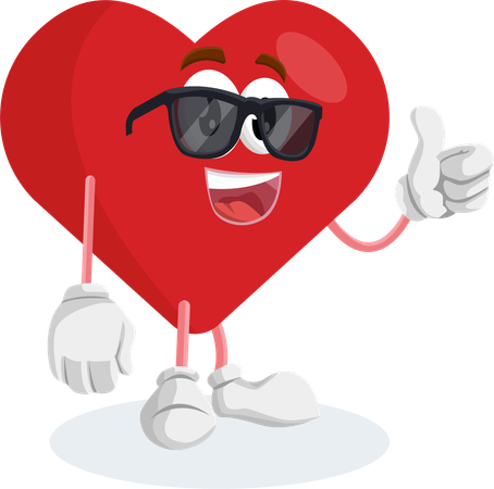 Pose du pouce de la mascotte du logo de la Saint-Valentin  Illustration