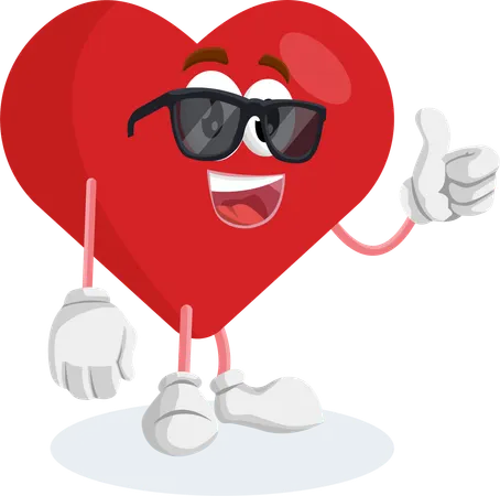Pose du pouce de la mascotte du logo de la Saint-Valentin  Illustration