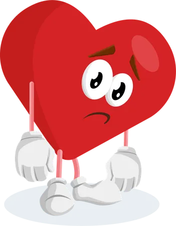 Mascotte du logo de la Saint-Valentin, pose triste  Illustration