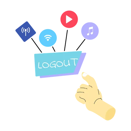 Logout from social media  Illustration