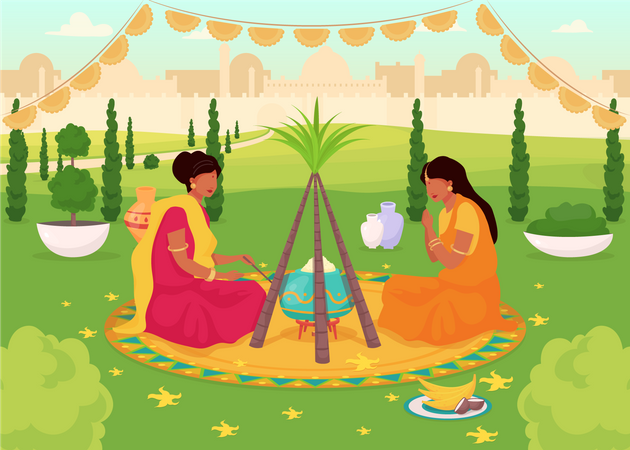 Celebração de lohri  Ilustração