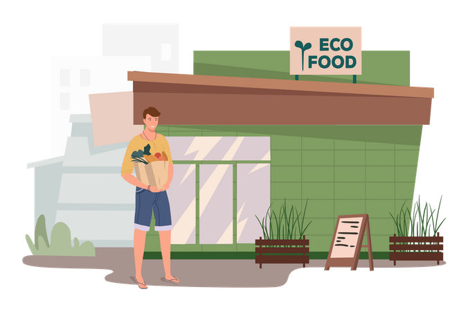 Loja de alimentos ecológicos  Ilustração