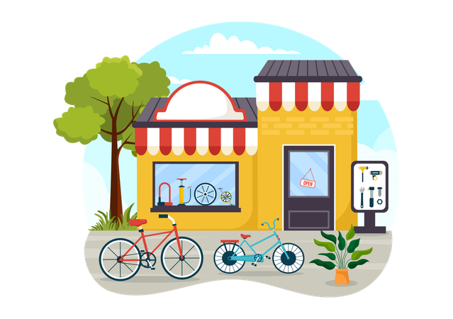 Loja de bicicleta  Ilustração