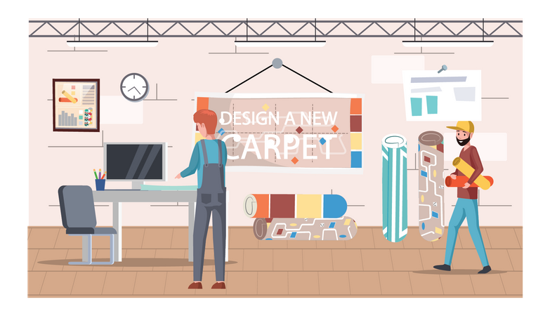 Loja de design de carpetes  Ilustração