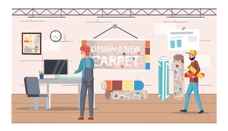 Loja de design de carpetes  Ilustração