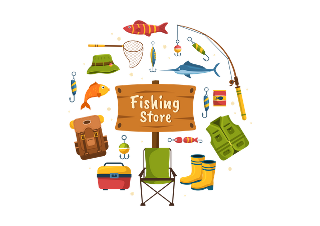Loja de pesca  Ilustração